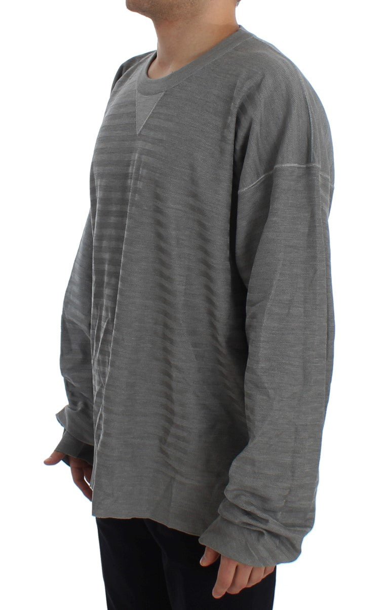 Gray Crewneck Pullover Silk Sweater - X excelência