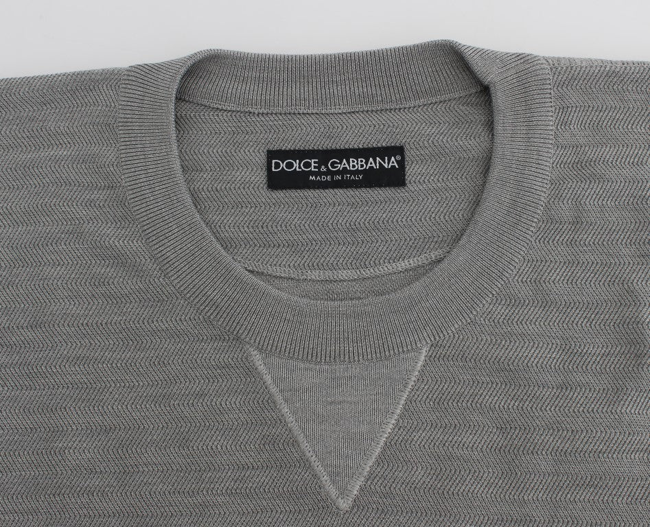 Gray Crewneck Pullover Silk Sweater - X excelência