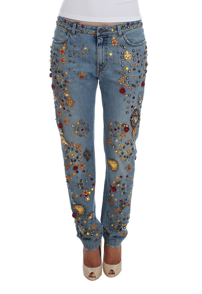 Crystal Roses Heart Embellished Jeans - X excelência