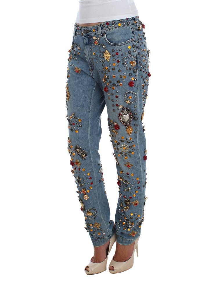 Crystal Roses Heart Embellished Jeans - X excelência