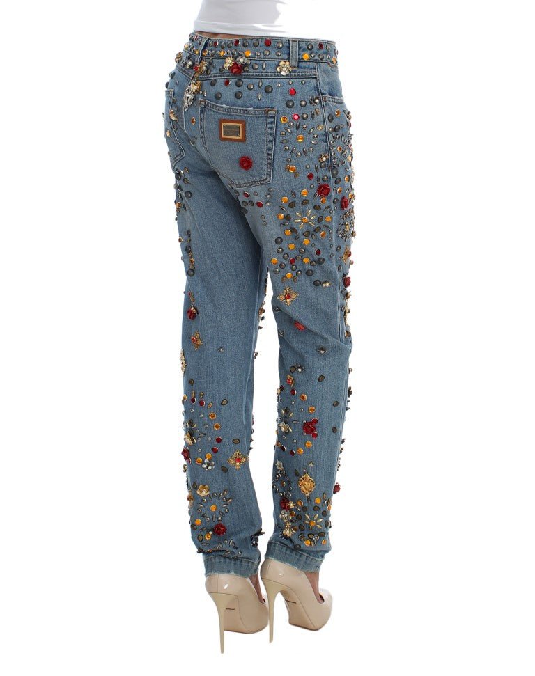 Crystal Roses Heart Embellished Jeans - X excelência
