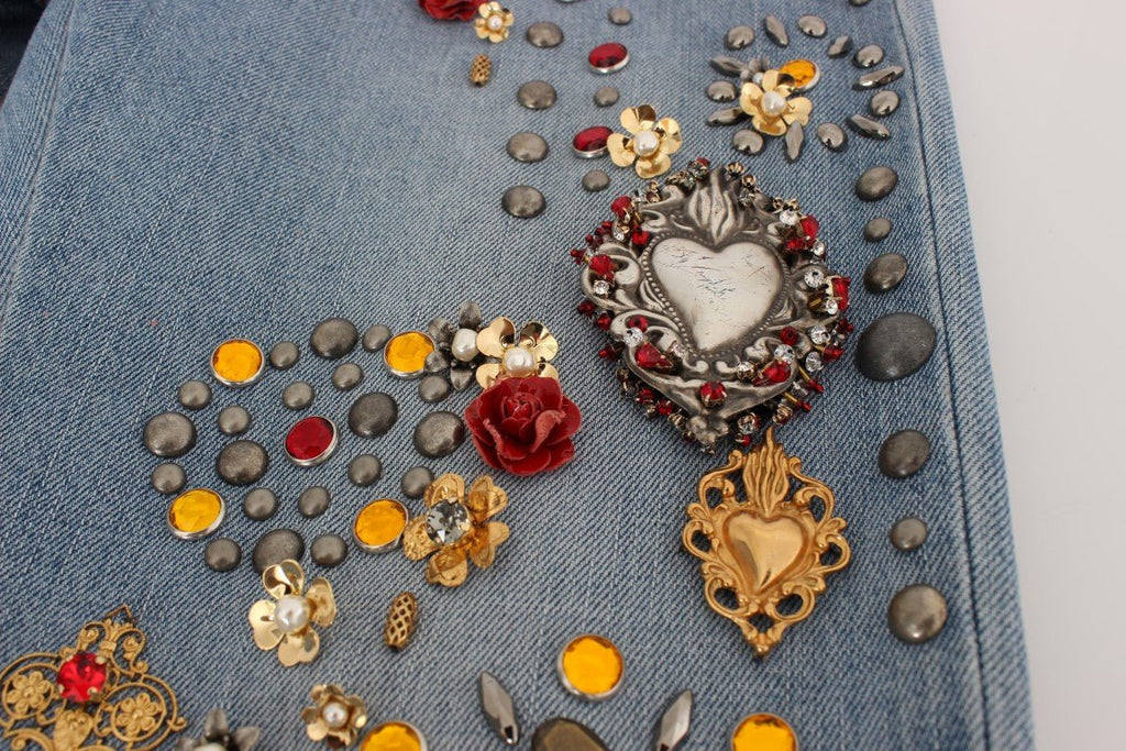 Crystal Roses Heart Embellished Jeans - X excelência