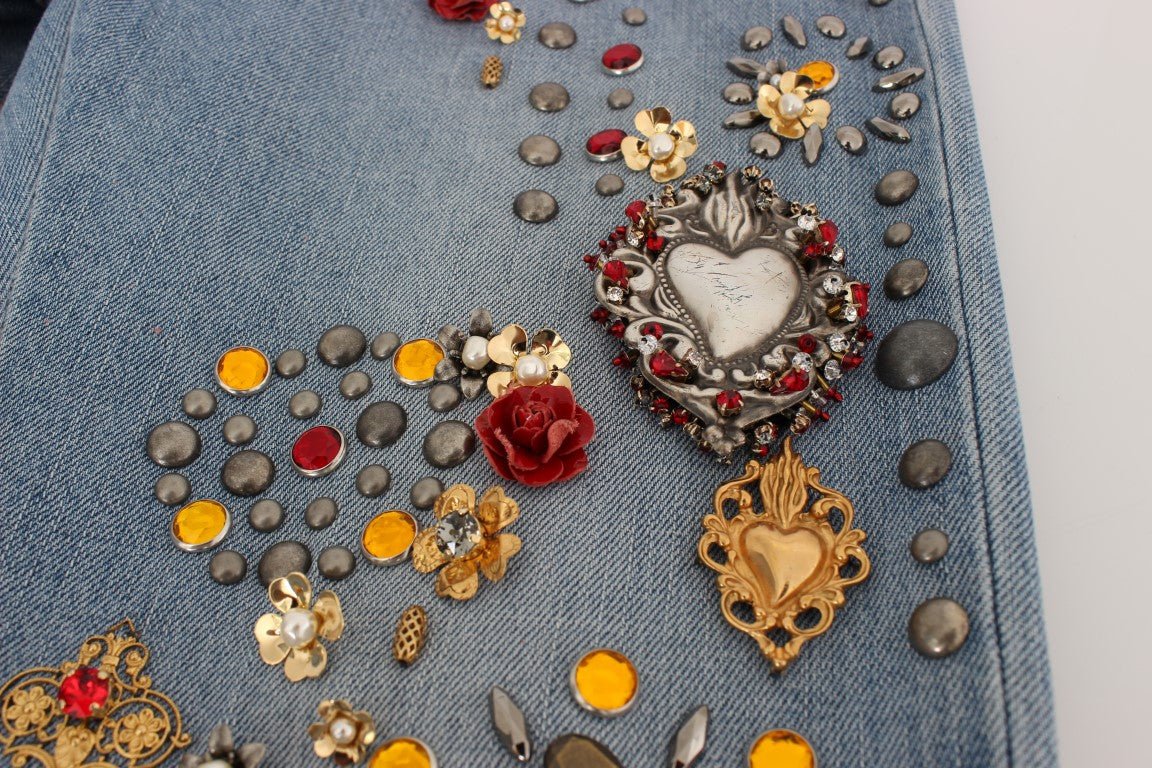 Crystal Roses Heart Embellished Jeans - X excelência