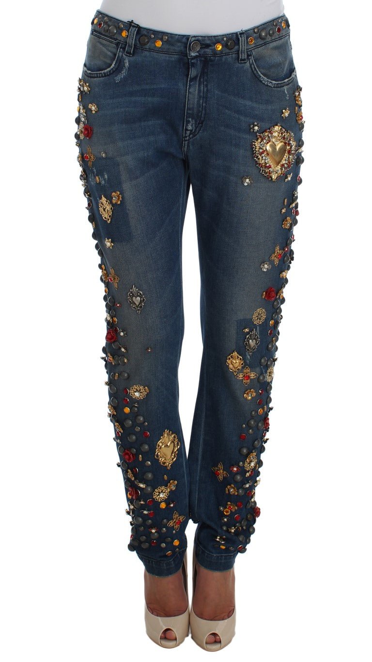 Crystal Roses Heart Embellished Jeans - X excelência