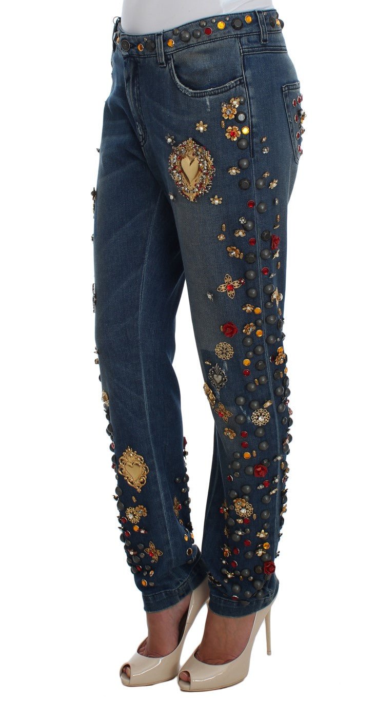 Crystal Roses Heart Embellished Jeans - X excelência