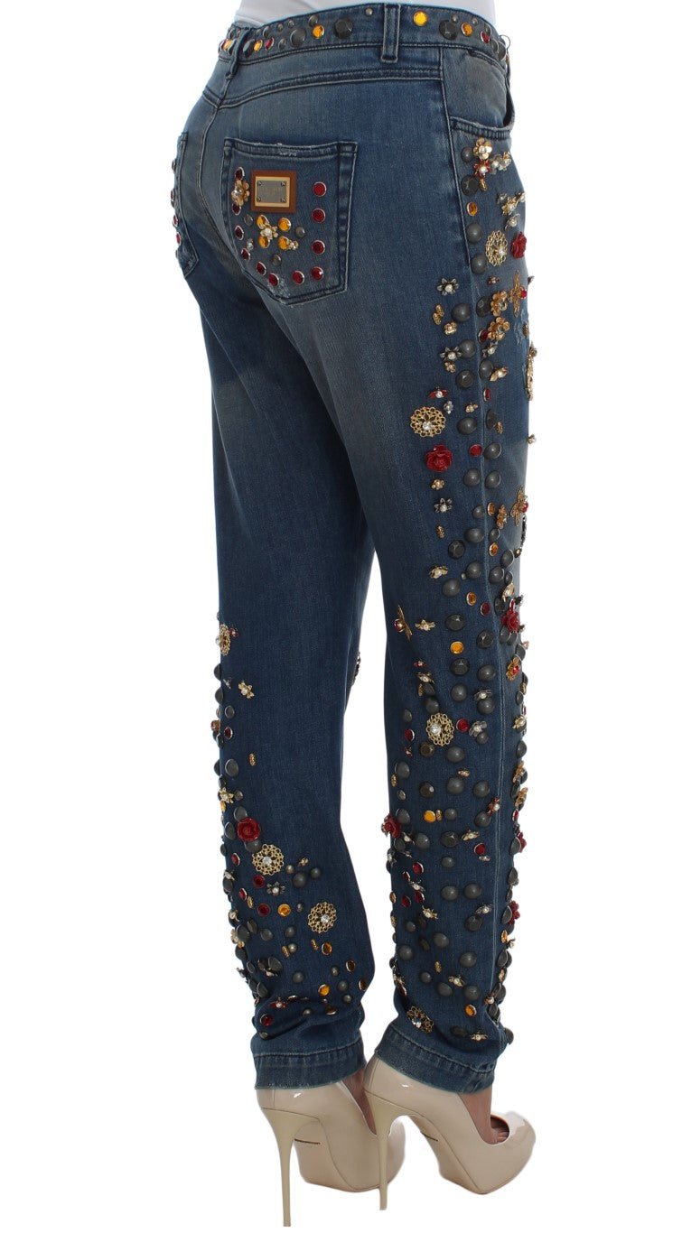 Crystal Roses Heart Embellished Jeans - X excelência