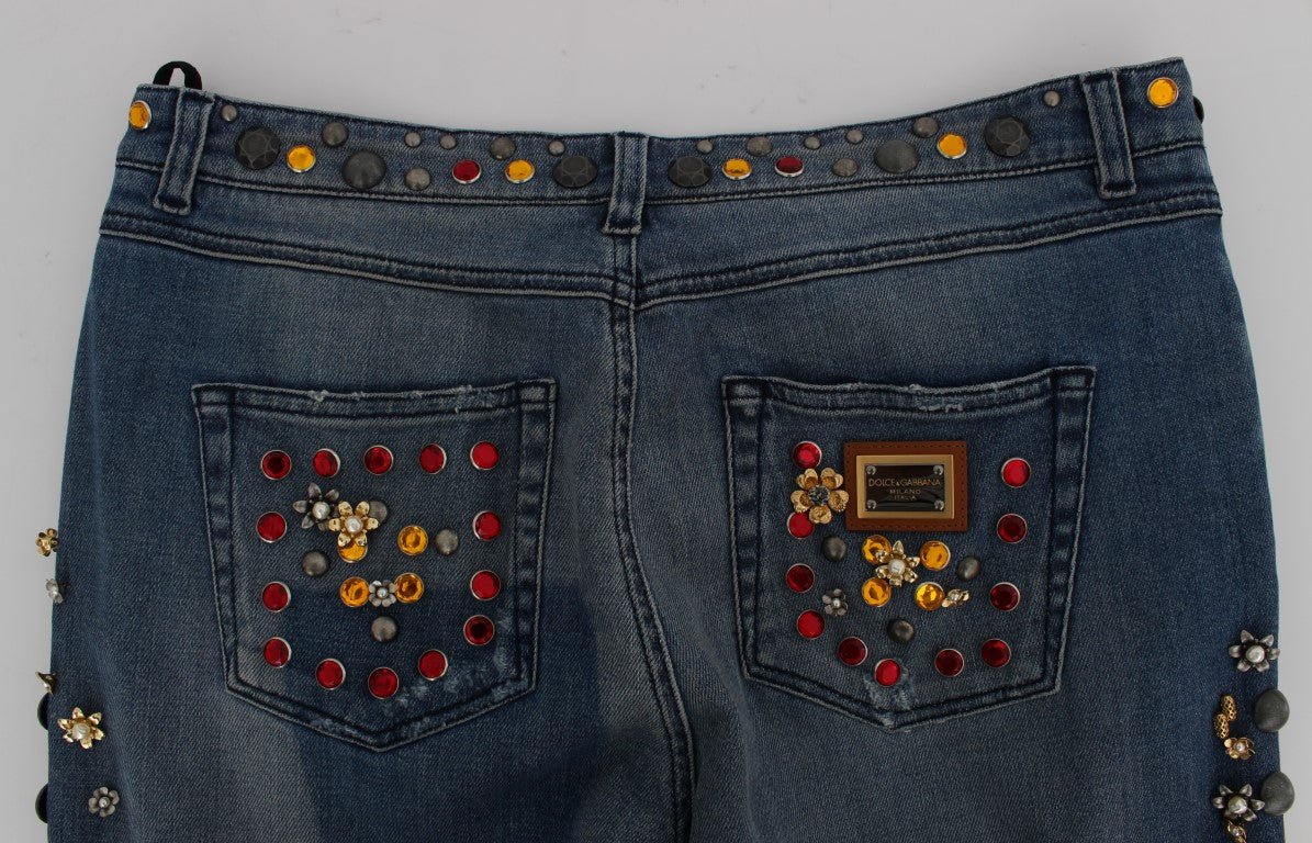 Crystal Roses Heart Embellished Jeans - X excelência
