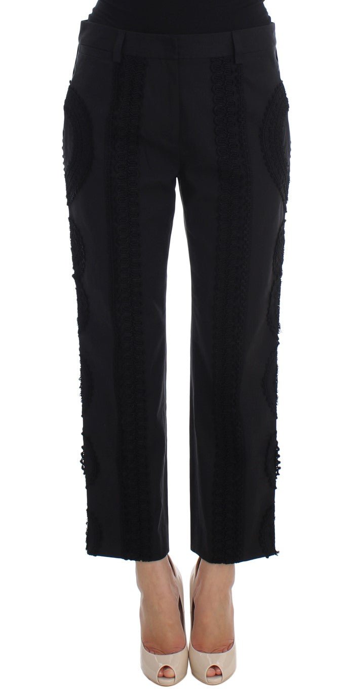 Black Cotton Stretch Torero Capris Pants - X excelência