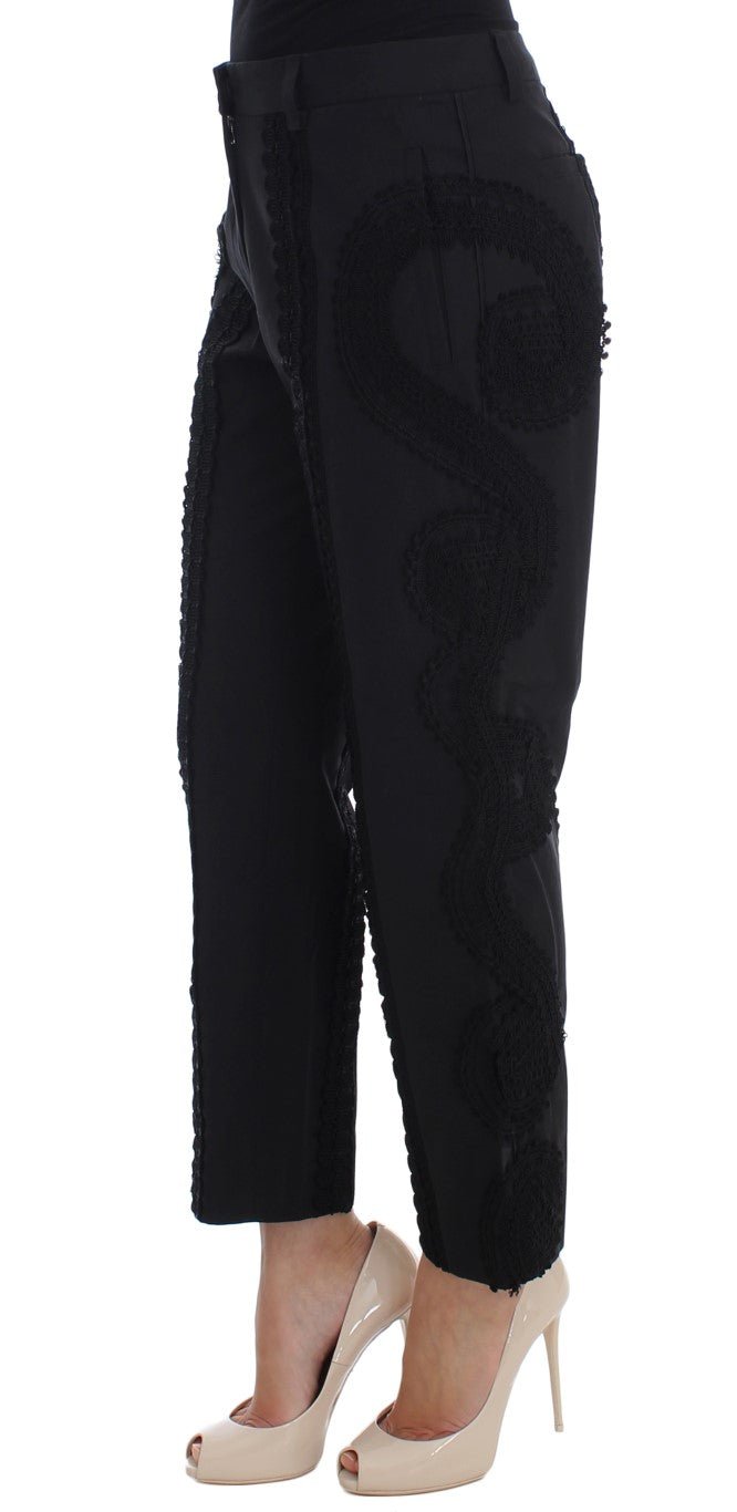 Black Cotton Stretch Torero Capris Pants - X excelência