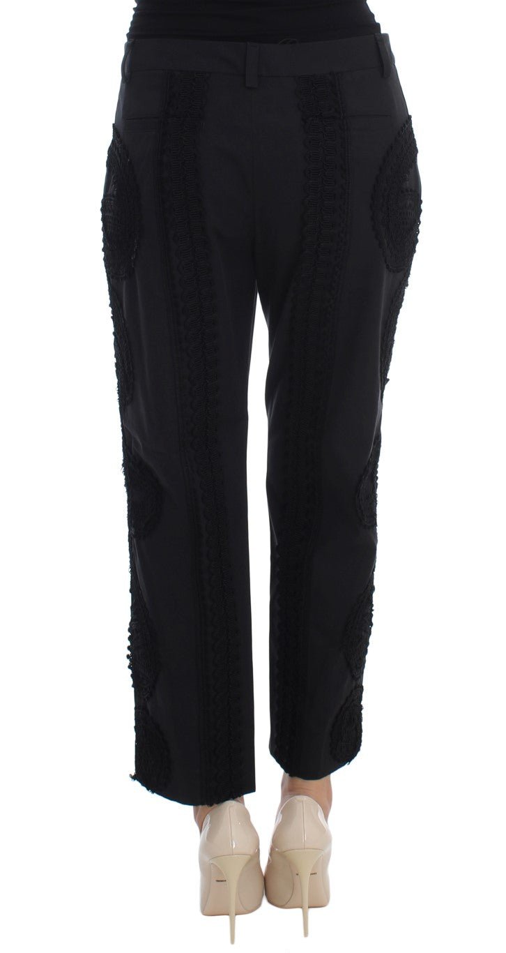 Black Cotton Stretch Torero Capris Pants - X excelência