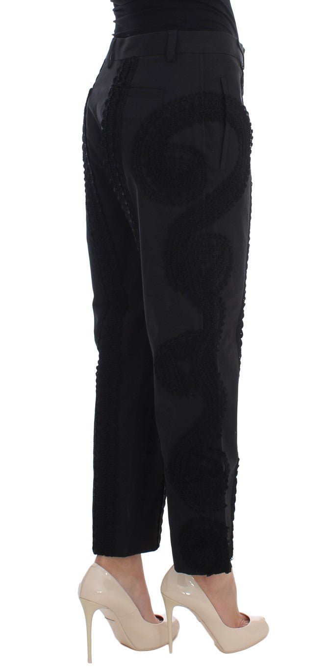 Black Cotton Stretch Torero Capris Pants - X excelência