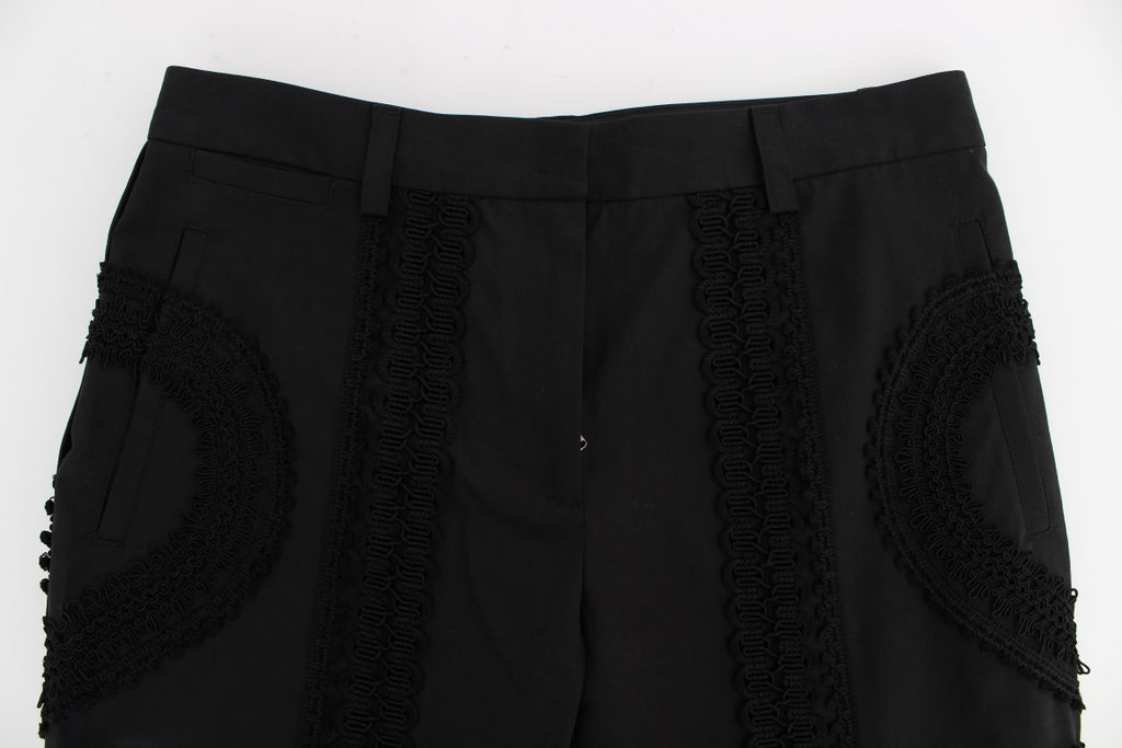Black Cotton Stretch Torero Capris Pants - X excelência