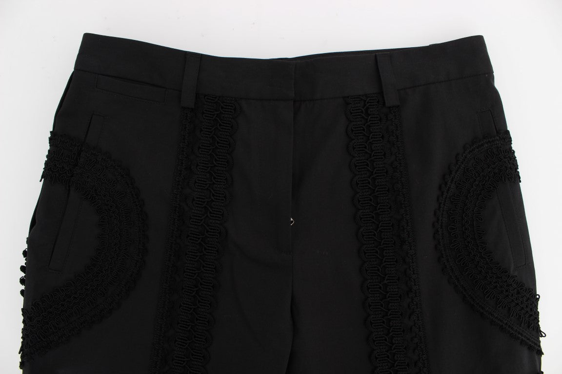 Black Cotton Stretch Torero Capris Pants - X excelência