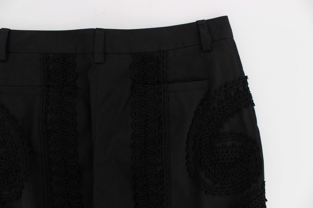 Black Cotton Stretch Torero Capris Pants - X excelência