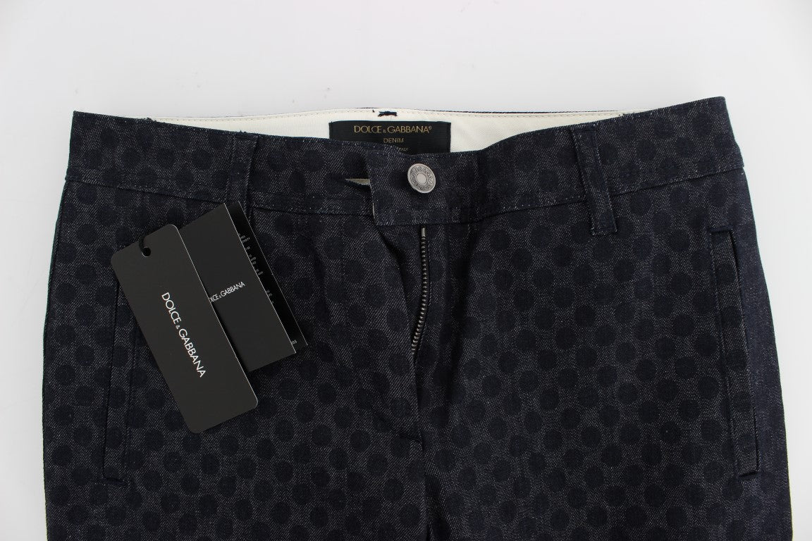 Polka Dotted Slim Capris Jeans - X excelência