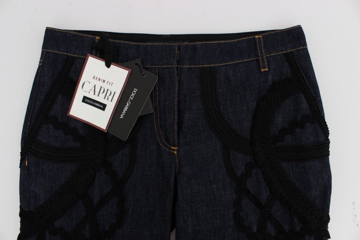 Blue Denim Cotton CAPRI Torero Jeans - X excelência