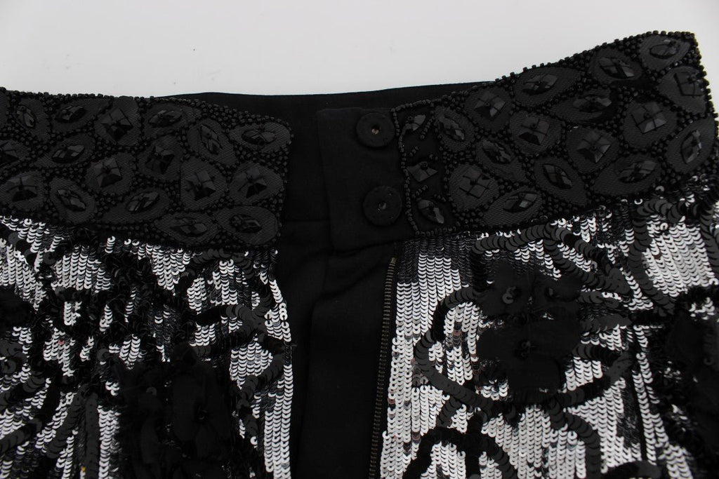 Black Crystal Sequined Mini Shorts - X excelência
