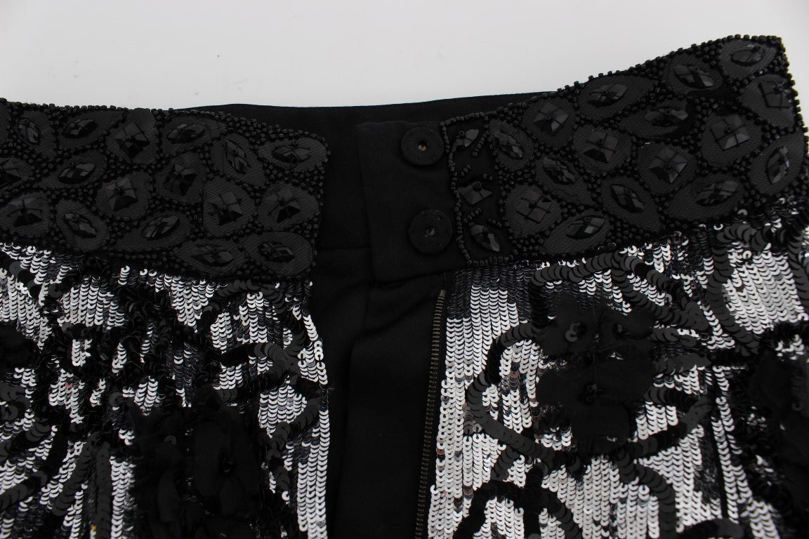 Black Crystal Sequined Mini Shorts - X excelência