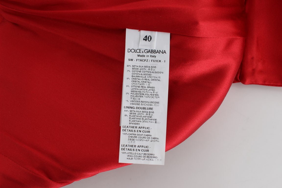 Red Silk Crystal Roses Shorts - X excelência