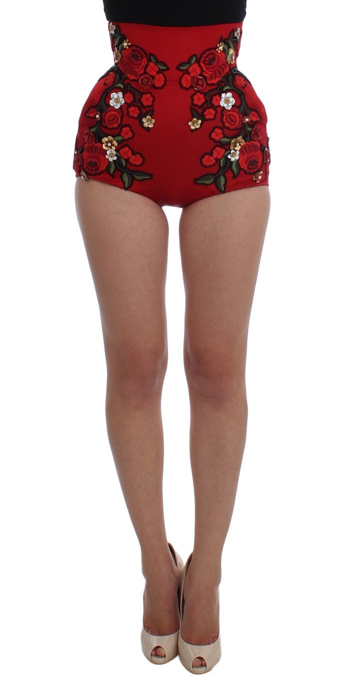 Red Silk Roses Sicily Shorts - X excelência