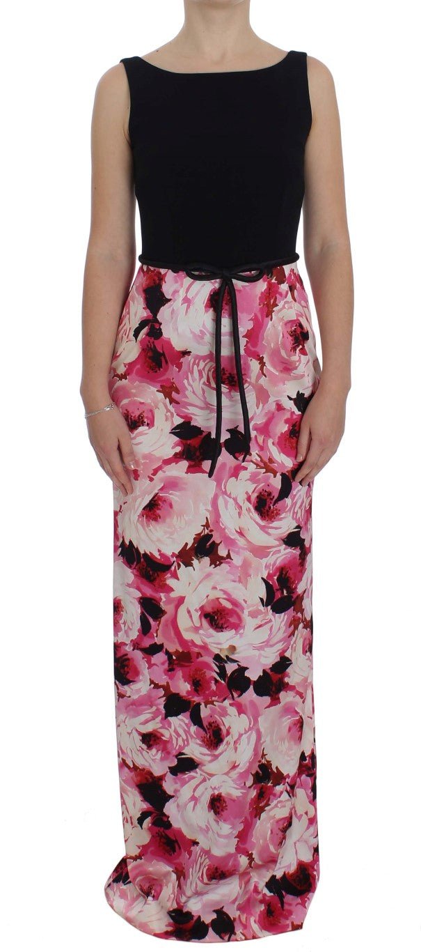 Pink Floral Print Long Maxi Sheath Dress - X excelência