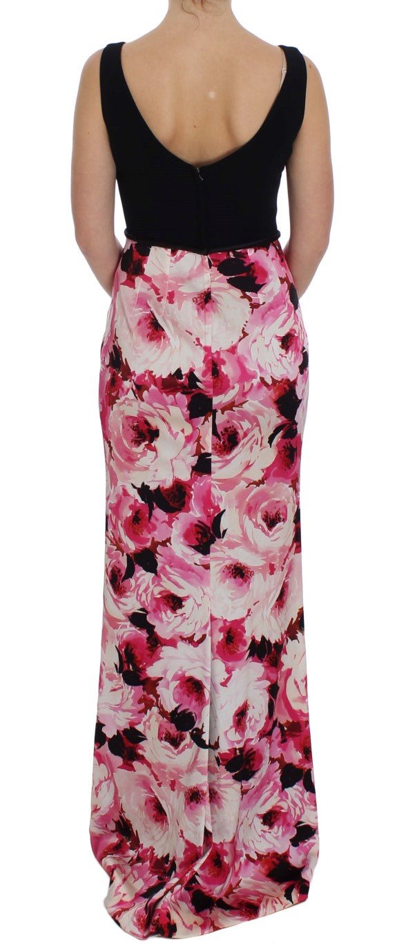 Pink Floral Print Long Maxi Sheath Dress - X excelência