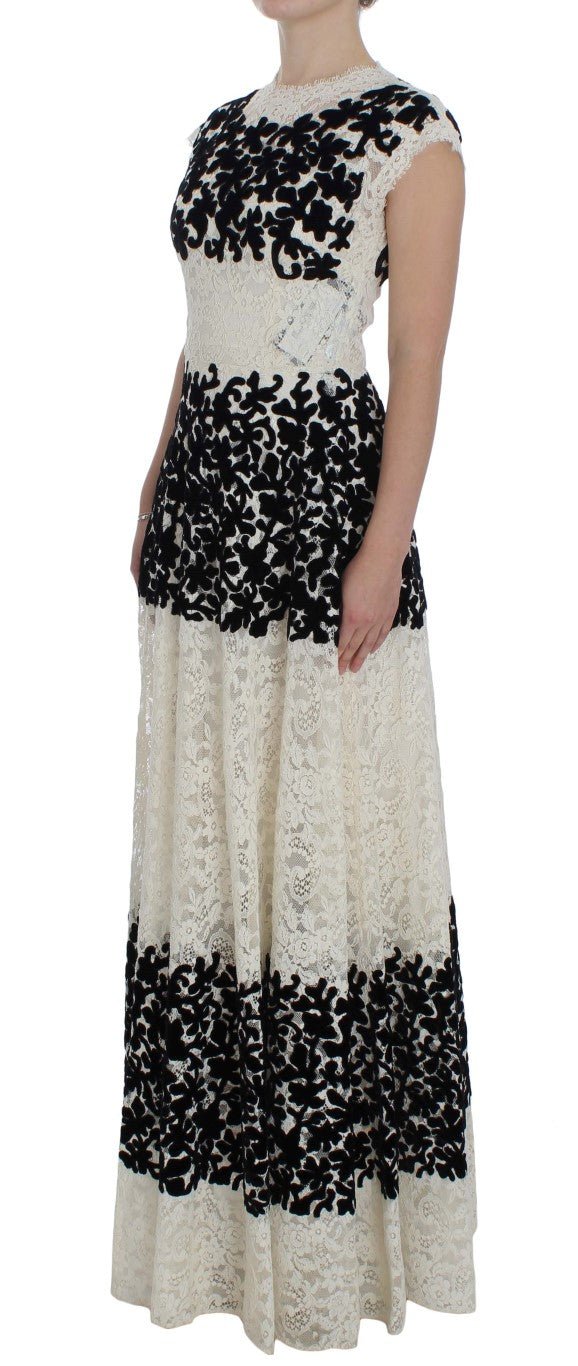Floral Lace Ricamo Long Ball Maxi Dress - X excelência