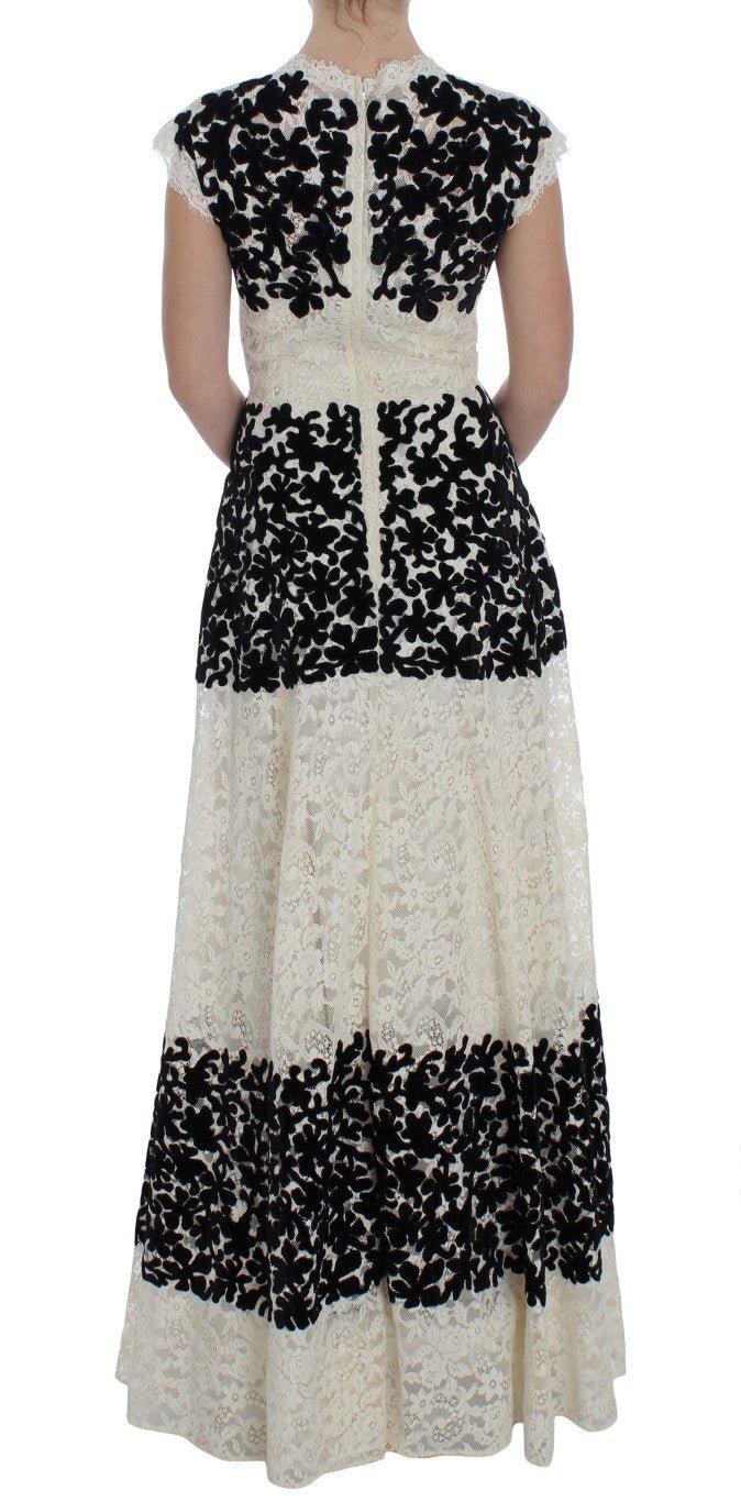 Floral Lace Ricamo Long Ball Maxi Dress - X excelência