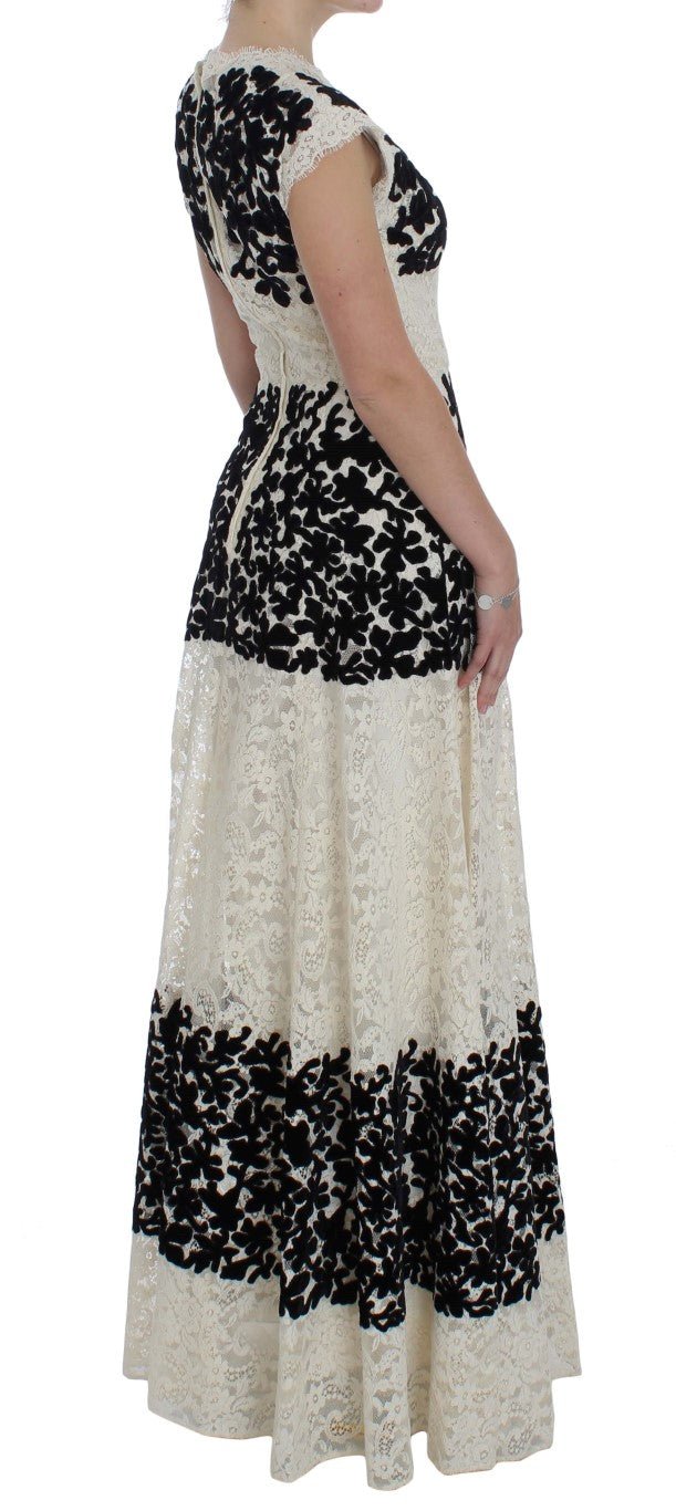 Floral Lace Ricamo Long Ball Maxi Dress - X excelência
