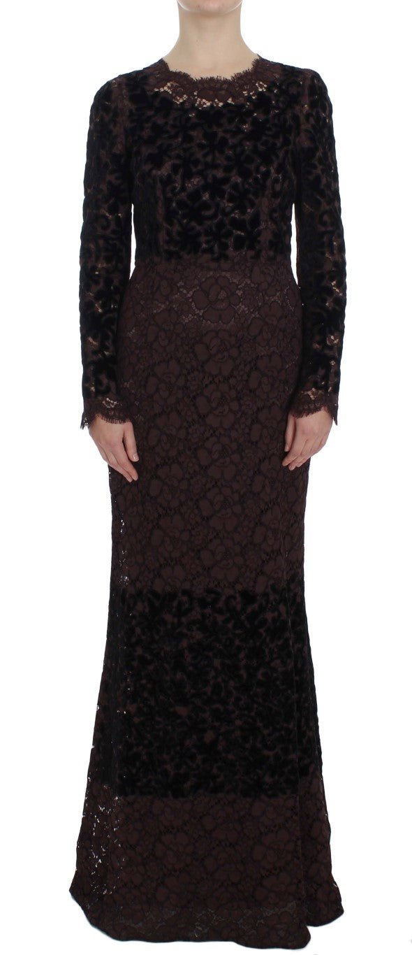 Purple Floral Lace Ricamo Maxi Dress - X excelência