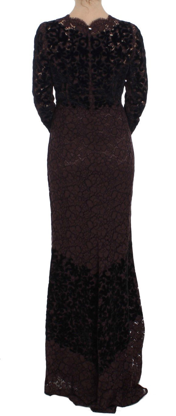 Purple Floral Lace Ricamo Maxi Dress - X excelência