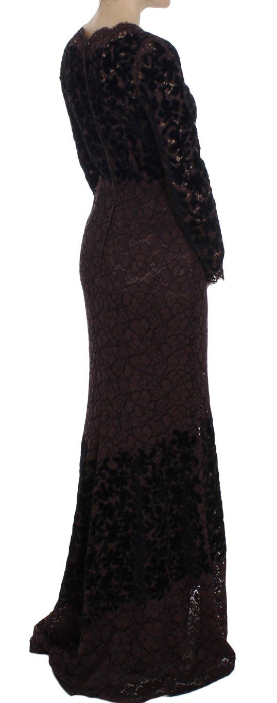 Purple Floral Lace Ricamo Maxi Dress - X excelência