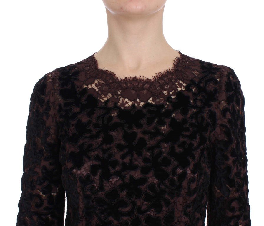 Purple Floral Lace Ricamo Maxi Dress - X excelência