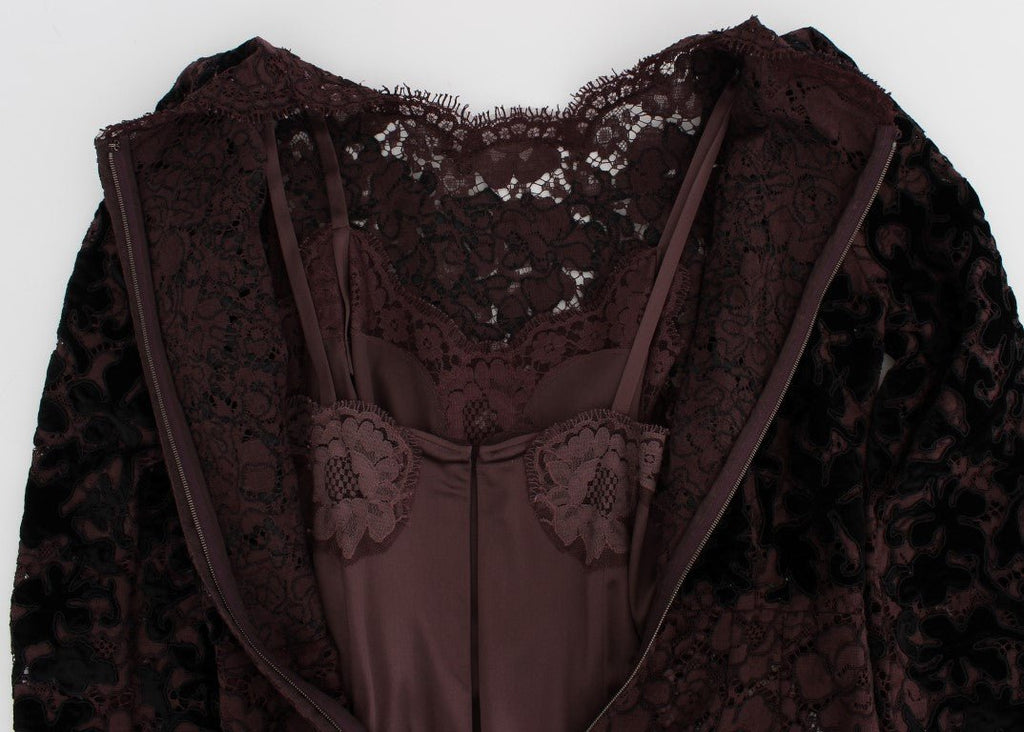 Purple Floral Lace Ricamo Maxi Dress - X excelência