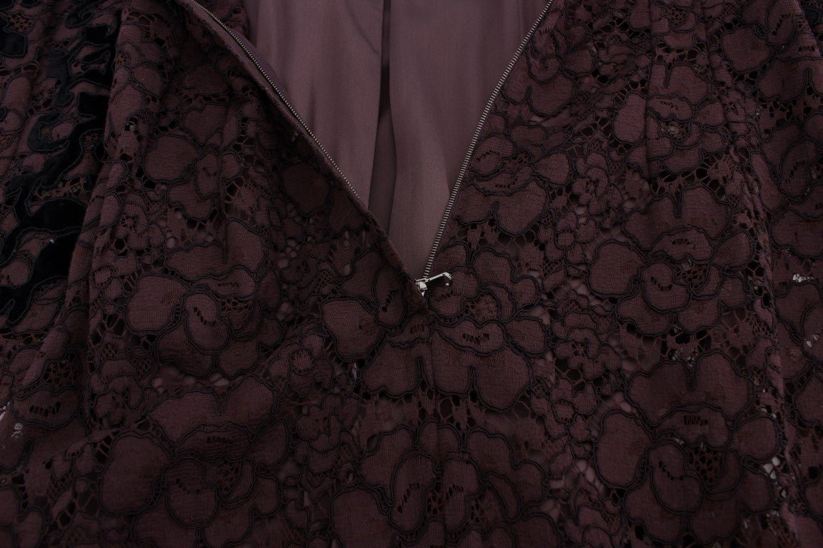 Purple Floral Lace Ricamo Maxi Dress - X excelência