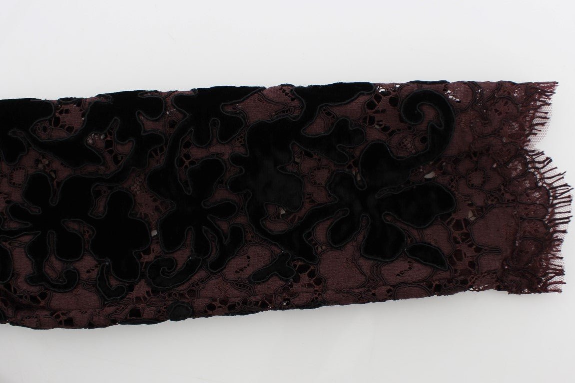 Purple Floral Lace Ricamo Maxi Dress - X excelência