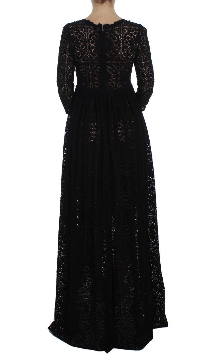 Black Ricamo Knitted Full Length Maxi Dress - X excelência