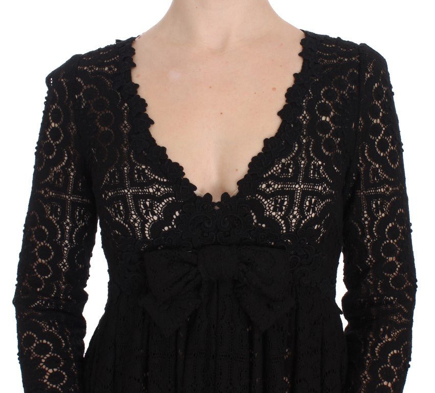 Black Ricamo Knitted Full Length Maxi Dress - X excelência