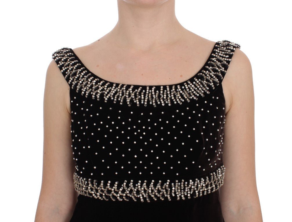 Brown Velvet Crystal Sheath Gown Dress - X excelência
