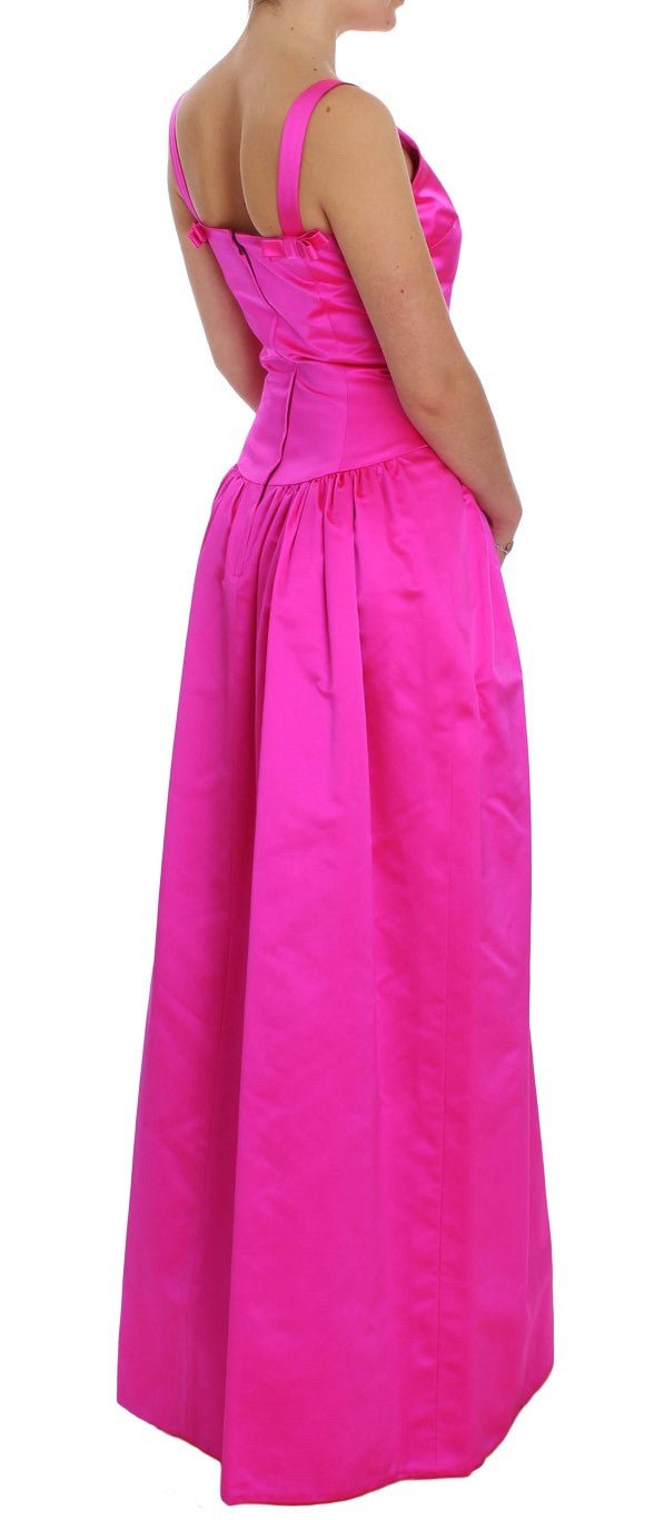 Pink Silk Long Sheath Ball Gown Dress - X excelência