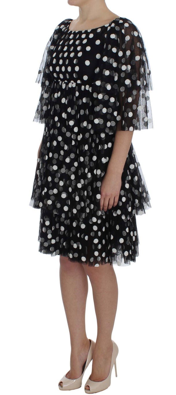 Black White Polka Dotted Ruffled Dress - X excelência