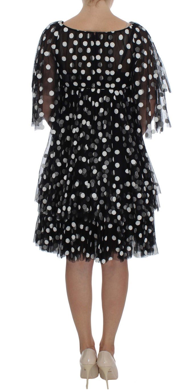 Black White Polka Dotted Ruffled Dress - X excelência