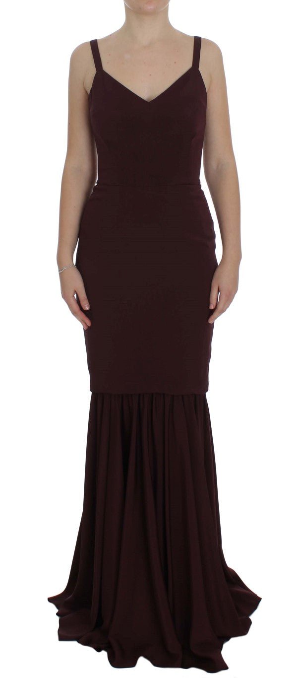 Bordeaux Stretch Full Length Sheath Dress - X excelência