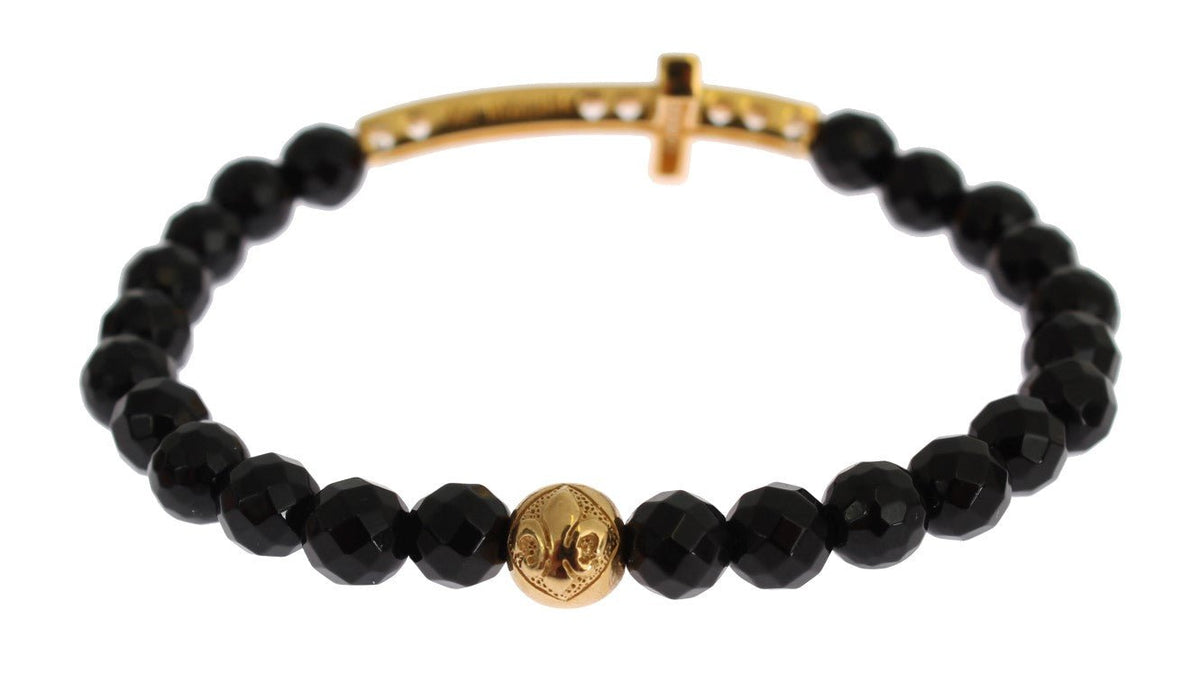 Agate Stone Gold CZ Cross 925 Silver Bracelet - X excelência